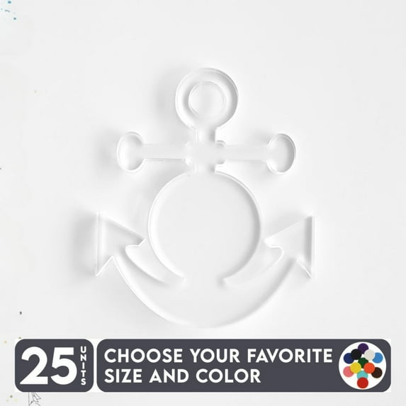25 Units Acrylic Keychains Anchors 1/8" Thick – Clear or Solid Color – (Size 3") Made in USA
