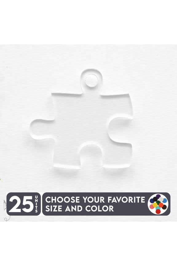 25 Units Acrylic Keychains Autism Symbol 1/8" Thick – Clear or Solid Color – (Size 2.5") Made in USA