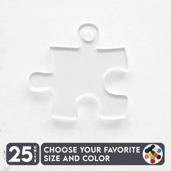 25 Units Acrylic Keychains Autism Symbol 1/8" Thick – Clear or Solid Color – (Size 3") Made in USA