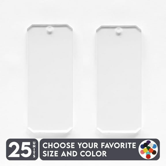 25 Units Acrylic Keychains Bars Corners 1/8" Thick – Clear or Solid Color – (Size 2.5") Made in USA