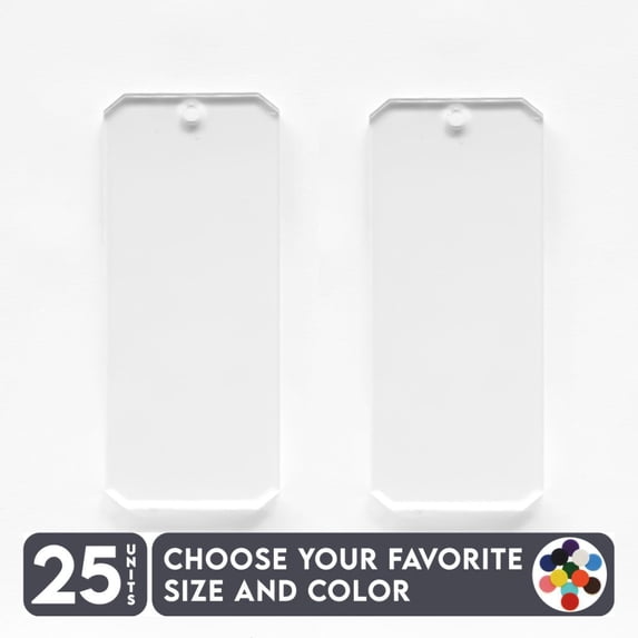 25 Units Acrylic Keychains Bars Corners 1/8" Thick – Clear or Solid Color – (Size 2.5") Made in USA