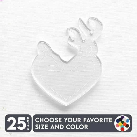 25 Units Acrylic Keychains Buck & Doe 1/8" Thick – Clear or Solid Color – (Size 3") Made in USA