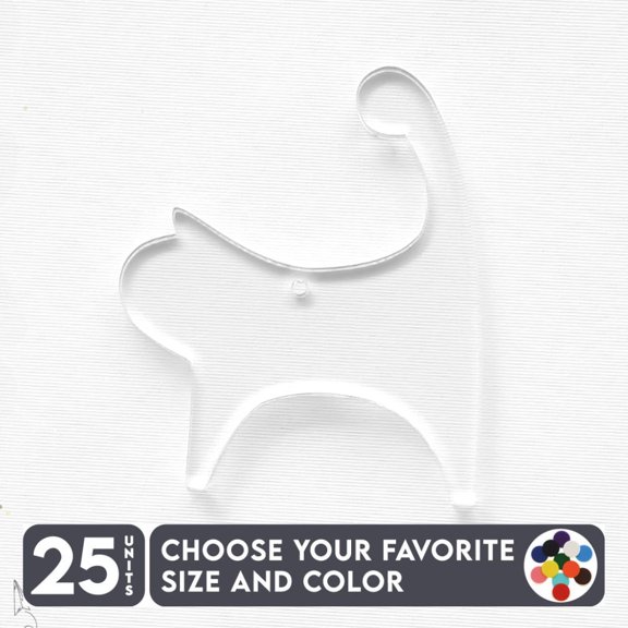 25 Units Acrylic Keychains Cat 1/8" Thick – Clear or Solid Color – (Size 3") Made in USA