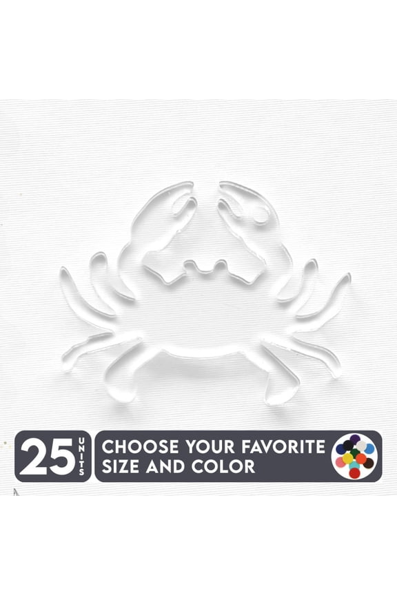 25 Units Acrylic Keychains Crab 1/8" Thick – Clear or Solid Color – (Size 2.5") Made in USA