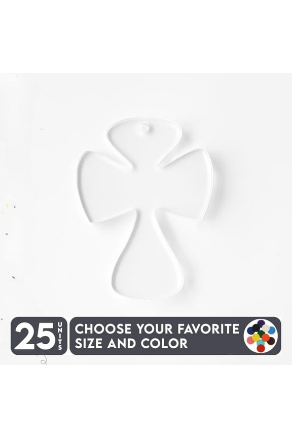 25 Units Acrylic Keychains Cross Rounded 1/8" Thick – Clear or Solid Color – (Size 2.5") Made in USA