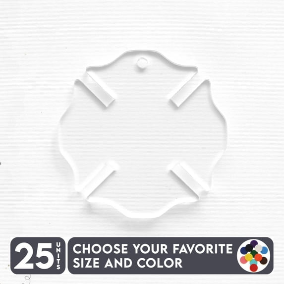 25 Units Acrylic Keychains Firefighter Symbol 1/8" Thick – Clear or Solid Color – (Size 2.5") Made in USA