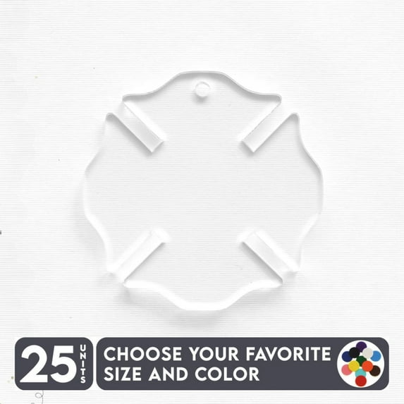 25 Units Acrylic Keychains Firefighter Symbol 1/8" Thick – Clear or Solid Color – (Size 2.5") Made in USA