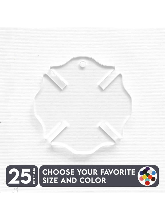 25 Units Acrylic Keychains Firefighter Symbol 1/8" Thick – Clear or Solid Color – (Size 2.5") Made in USA