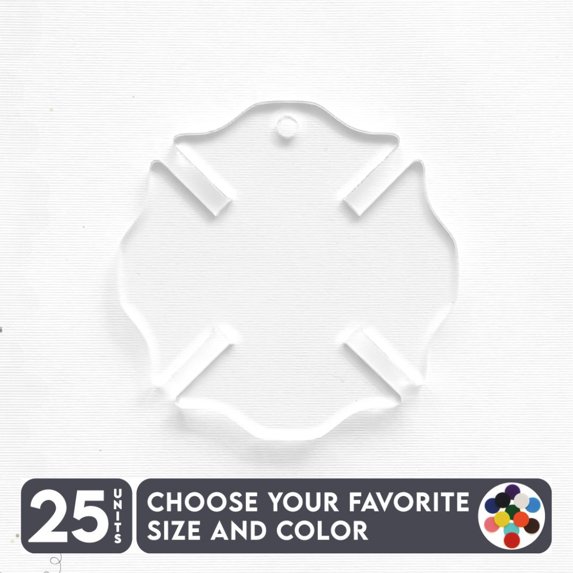 25 Units Acrylic Keychains Firefighter Symbol 1/8" Thick – Clear or Solid Color – (Size 2.5") Made in USA