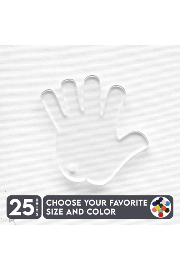 25 Units Acrylic Keychains Hand 1/8" Thick – Clear or Solid Color – (Size 2.5") Made in USA