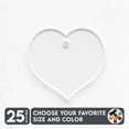 thumbnail image 1 of 25 Units Acrylic Keychains Heart Center Hole 1/8" Thick – Clear or Solid Color – (Size 3") Made in USA, 1 of 5