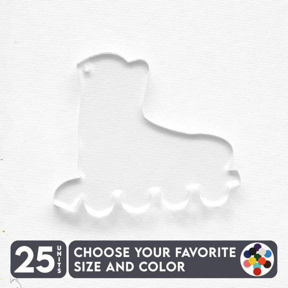 25 Units Acrylic Keychains Line Skate 1/8" Thick – Clear or Solid Color – (Size 2.5") Made in USA