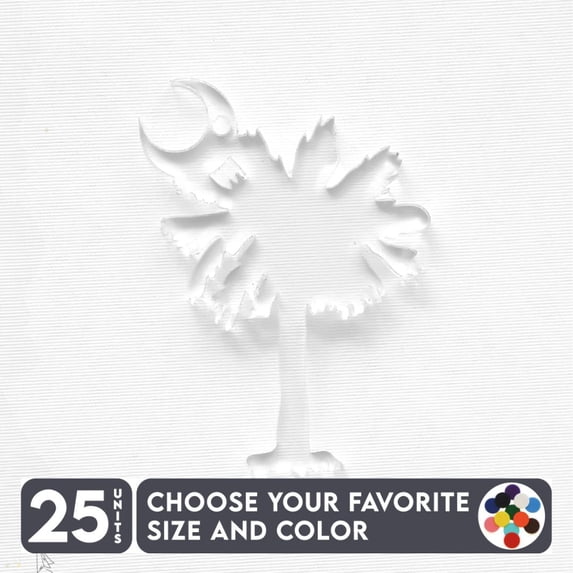 25 Units Acrylic Keychains Palmetto Tree 1/8" Thick – Clear or Solid Color – (Size 3") Made in USA