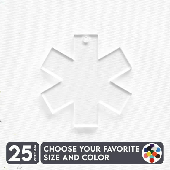 25 Units Acrylic Keychains Paramedic Symbol 1/8" Thick – Clear or Solid Color – (Size 2.5") Made in USA