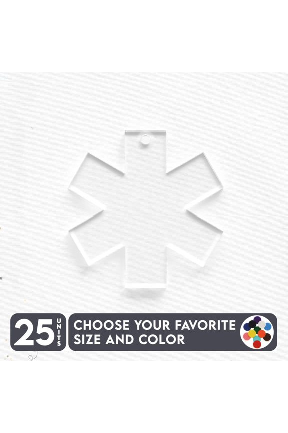 25 Units Acrylic Keychains Paramedic Symbol 1/8" Thick – Clear or Solid Color – (Size 2.5") Made in USA