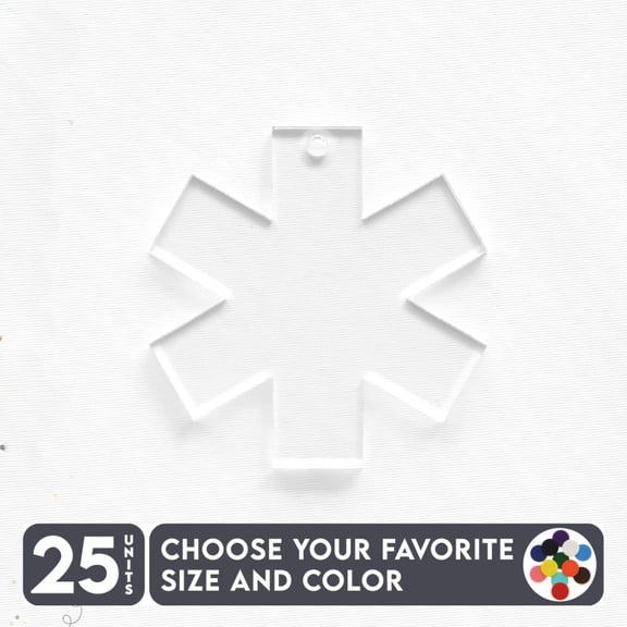 25 Units Acrylic Keychains Paramedic Symbol 1/8" Thick – Clear or Solid Color – (Size 3") Made in USA