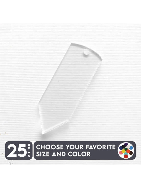 25 Units Acrylic Keychains Pencil 1/8" Thick – Clear or Solid Color – (Size 2.5") Made in USA