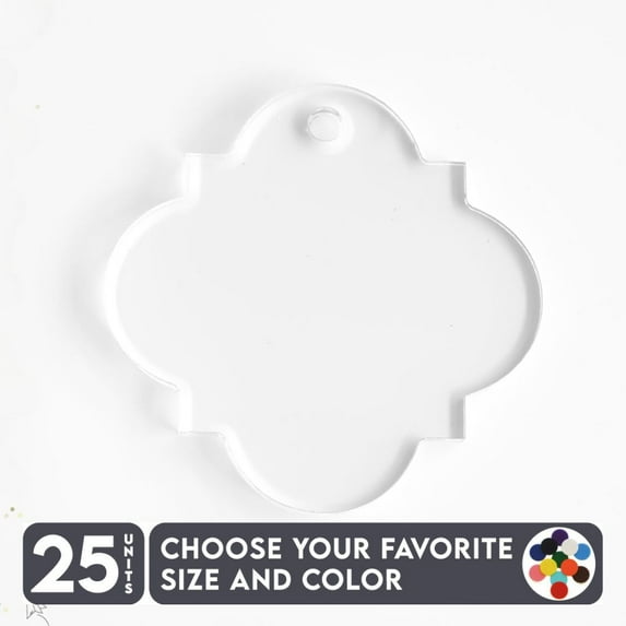25 Units Acrylic Keychains Quatrefoil 1/8" Thick – Clear or Solid Color – (Size 3") Made in USA