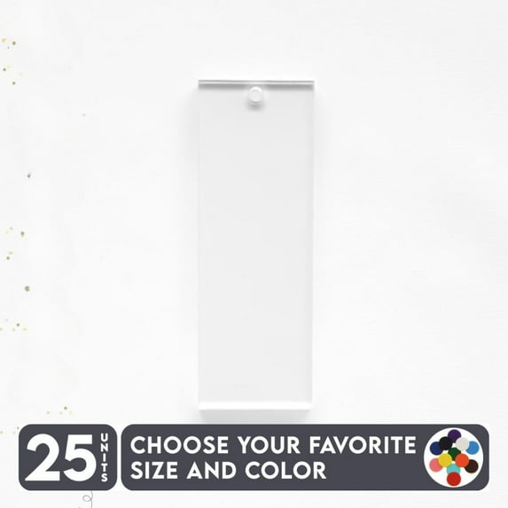 25 Units Acrylic Keychains Rectangle Bars 1/8" Thick – Clear or Solid Color – (Size 2.5") Made in USA