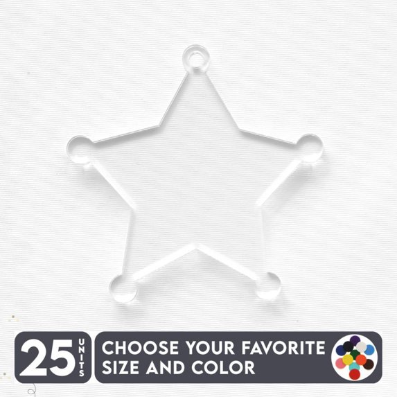 25 Units Acrylic Keychains Sheriff Badge 1/8" Thick – Clear or Solid Color – (Size 2.5") Made in USA