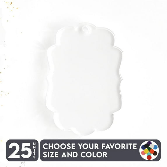 25 Units Acrylic Keychains Vintage Fancy 1/8" Thick – Clear or Solid Color – (Size 2.5") Made in USA