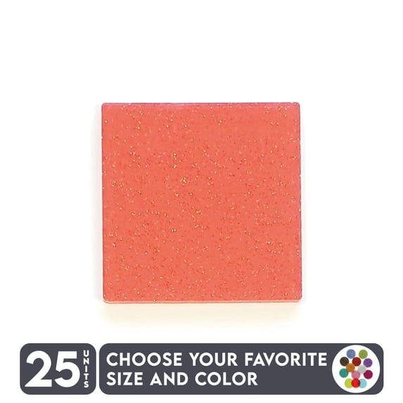 25 Units Acrylic Square Blanks , 1/8" Thick – Glitter Colors – (Size 3") Made in USA