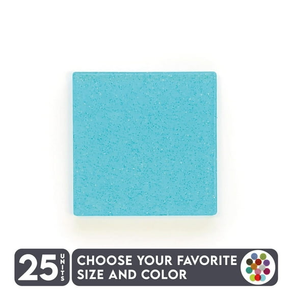 25 Units Acrylic Square Blanks , 1/8" Thick - Glitter Colors - (Size 6") Made in USA
