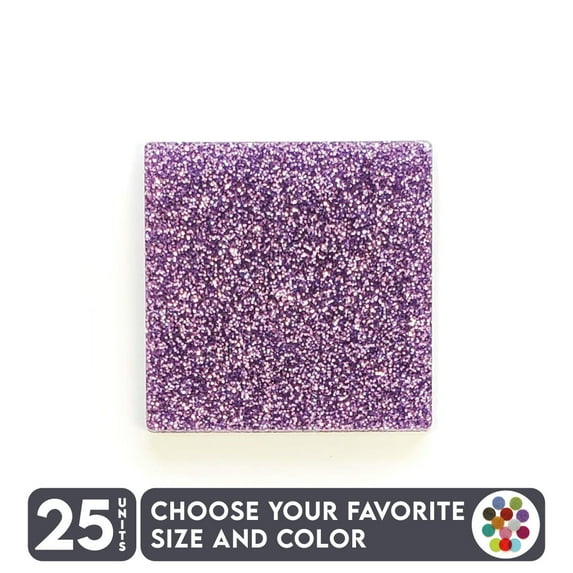 25 Units Acrylic Square Blanks , 1/8" Thick - Glitter Colors - (Size 6") Made in USA