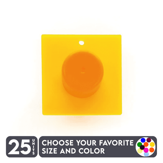 25 Units Acrylic Square Blanks With Hole 1/8" Thick - Tranlucent Colors - (Size 5") Made in USA