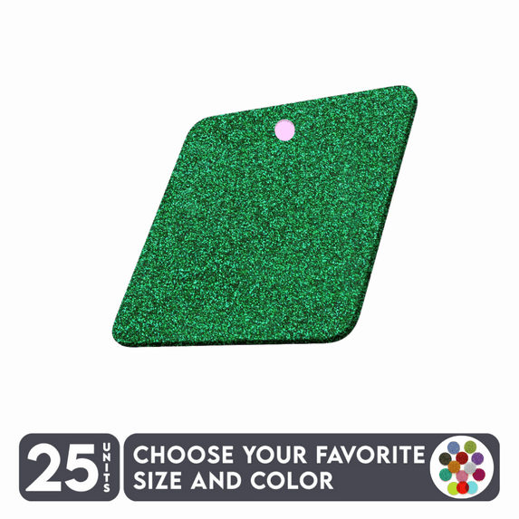 25 Units Acrylic Square Blanks with Hole 1/8" Thick - Glitter Colors - (Size 4") Made in USA