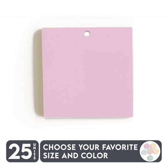 25 Units Acrylic Square Blanks with Hole 1/8" Thick – Pastel Colors – (Size 2") Made in USA
