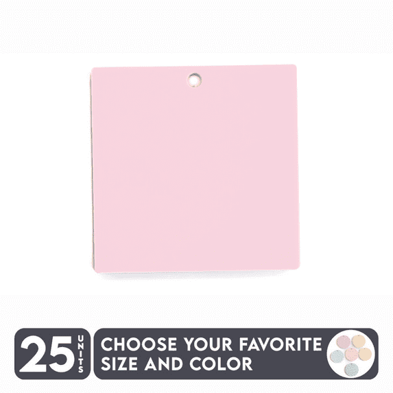 25 Units Acrylic Square Blanks with Hole 1/8" Thick – Pastel Colors – (Size 3") Made in USA