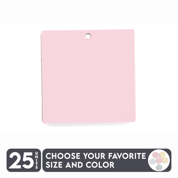 25 Units Acrylic Square Blanks with Hole 1/8" Thick - Pastel Colors - (Size 6") Made in USA
