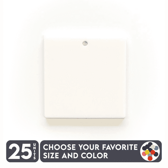 25 Units Acrylic Square With Hole 1/8" Thick – Clear or Solid Color – (Size 1.5") Made in USA