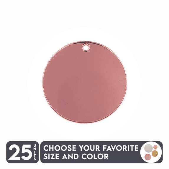 25 Units Mirror Circle Blanks With Hole 1/8" Thick - Mirror Color - (Size 6") Made in USA