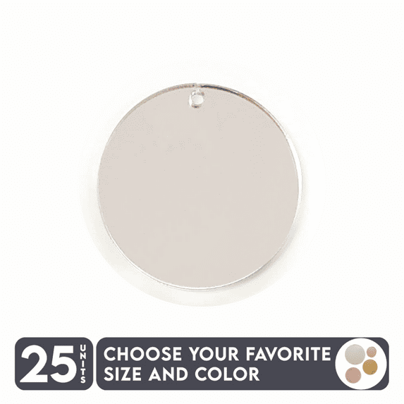 25 Units Mirror Circle Blanks With Hole 1/8" Thick - Mirror Color - (Size 6") Made in USA