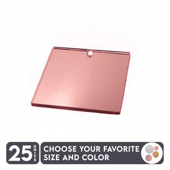 25 Units Mirror Square With Hole 1/8" Thick – Mirror Color – (Size 3") Made in USA