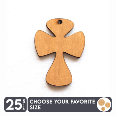 25 Units Wood Keychains Cross 3/16" Thick – Wood Color– (Size 2.5") Made in USA