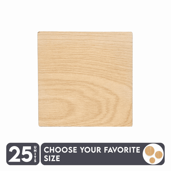25 Units Wood Square 3/16" Thick - Wood Color - (Size 12") Made in USA