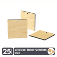 thumbnail image 1 of 25 Units Wood Square With Hole 3/16" Thick – Wood Color – (Size 3") Made in USA, 1 of 1