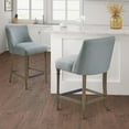 thumbnail image 1 of 25" Upholstered Counter Stool In Blue , Turned Wood Legs, For Added Protection, Elegant Dining Chair, Assembly Required With Seat - Solid Legs Enhanced Protection, 1 of 4