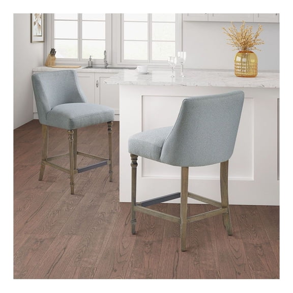 25" Upholstered Counter Stool - Martha Stewart Delaney - Kitchen Island Stools, Bar Stools, Counter Height Seating, Wood Legs, Durable Design