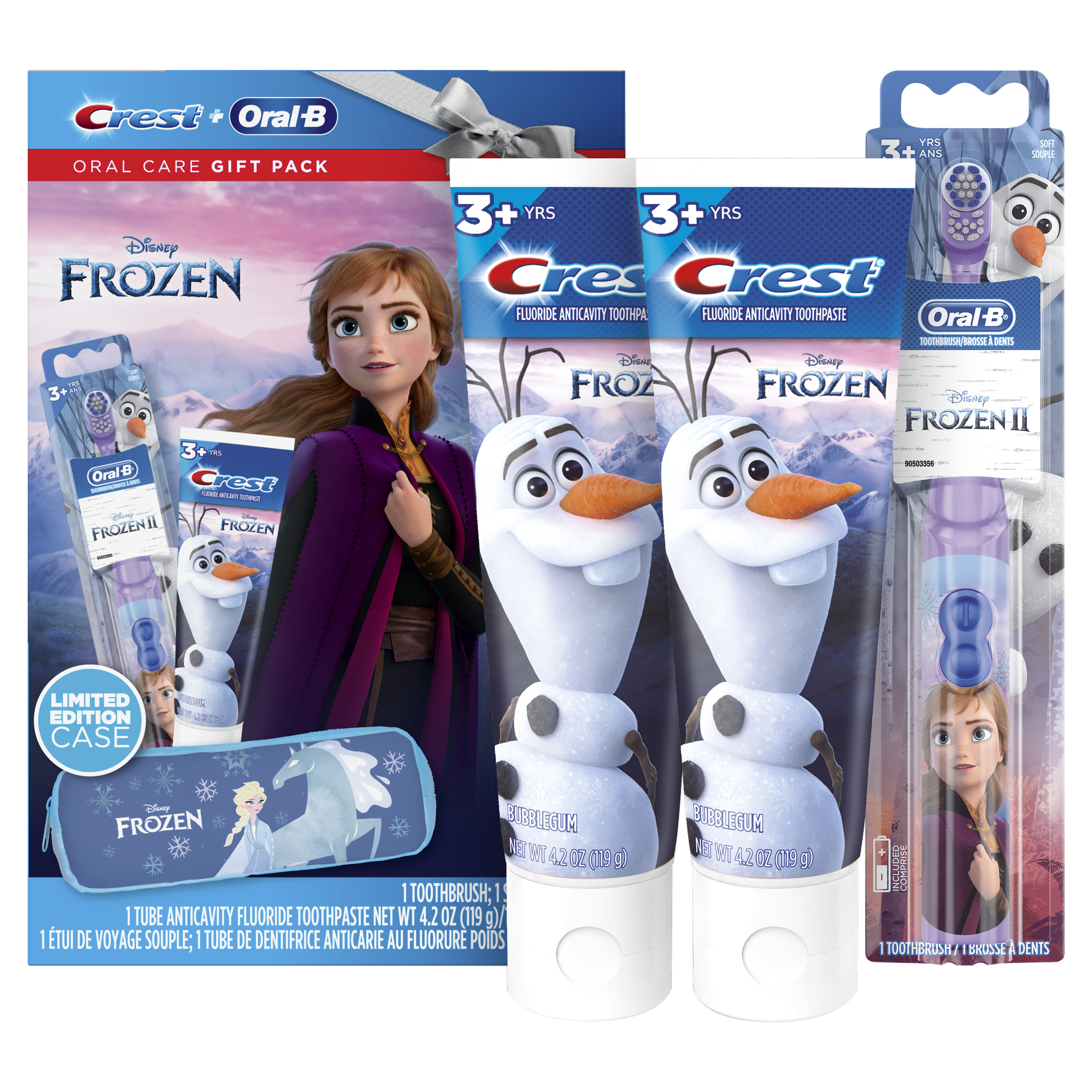 (25% Value) Crest & Oral-B Kids Disney's Frozen Holiday Pack Gift Set with Battery Toothbrush and 4.2 oz Toothpaste - image 1 of 11