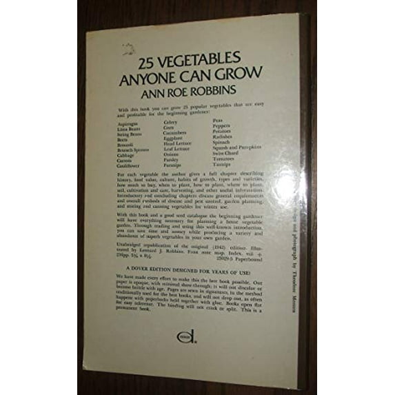 Pre-Owned 25 Vegetables Anyone Can Grow (Paperback) 0486230295 9780486230290