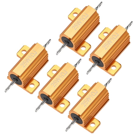 25 Watt 1 Ohm 5% Aluminum Housing Resistor Chassis Mounted Aluminum Case Wirewound Resistor Load Resistors 5Pcs