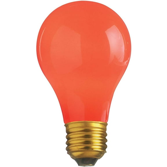 25 Watt - Red Ceramic Coated - A19 - 130 Volt - 1000 Life Hours - Party Light Bulb - Satco S6090