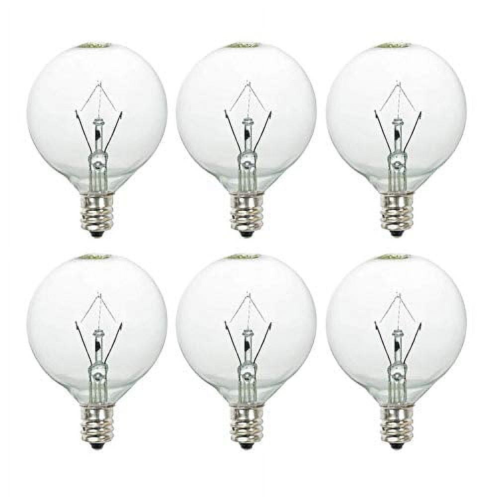 SerBion 25 Watt Wax Warmer Bulbs, Light Bulbs for Full Size Scentsy Warmer,  6 Packs E12 Base Type G Bulb, Dimmable, Warm White, 120V G16 1/2 Bulbs for
