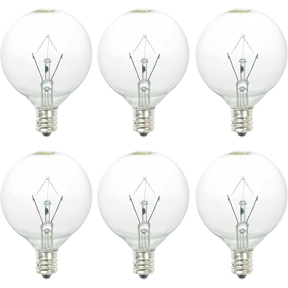 25 Watt Wax Warmer Bulbs,Light Bulbs for Full Size Scentsy Warmer & Candle Wax Warmer,Long Life-Span and Melt Wax Fast Warming Bulbs,120 V/E12 Type G Bulb,Dimmable, Warm White,6 Packs