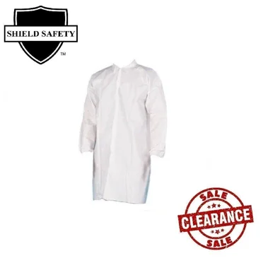 25 White 50G Medical Disposable Polypropylene Lab Coat No Pocket