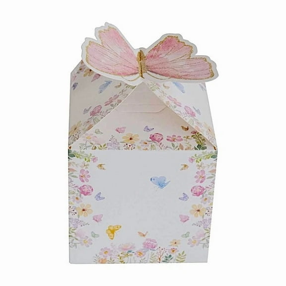 25 White And Pink Glitter Butterfly Top Party Favor Boxes Party Event Decoration